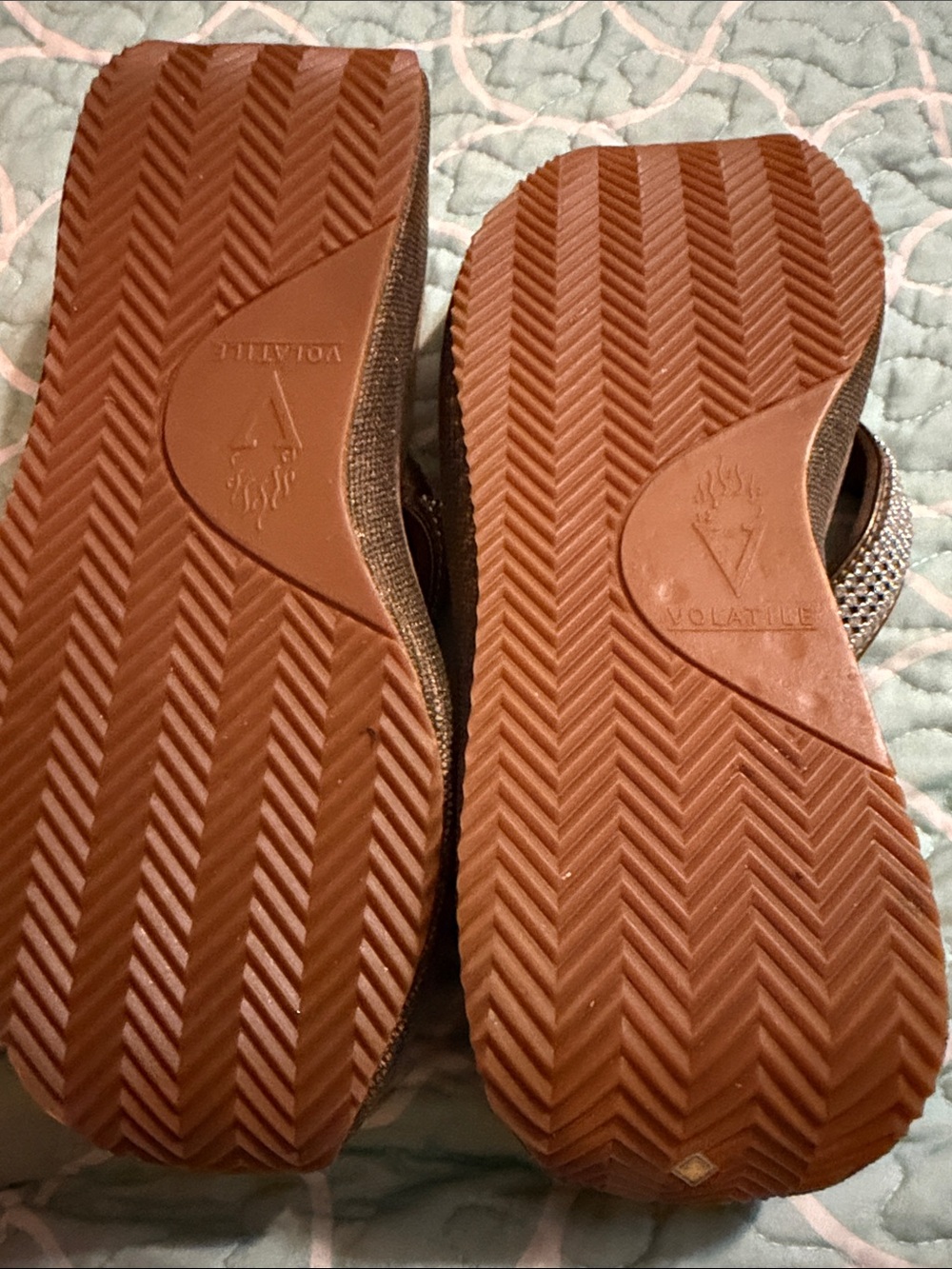Volatile Rhinestone Wedge Flip Flops - Picture 3 of 4
